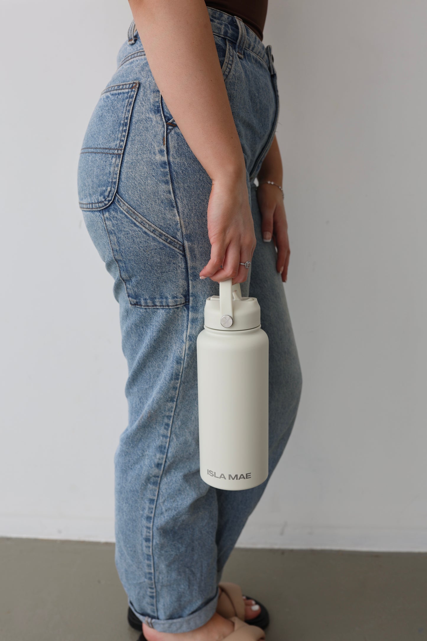 Isla Mae 1 Litre Stainless Steel Bottle - White