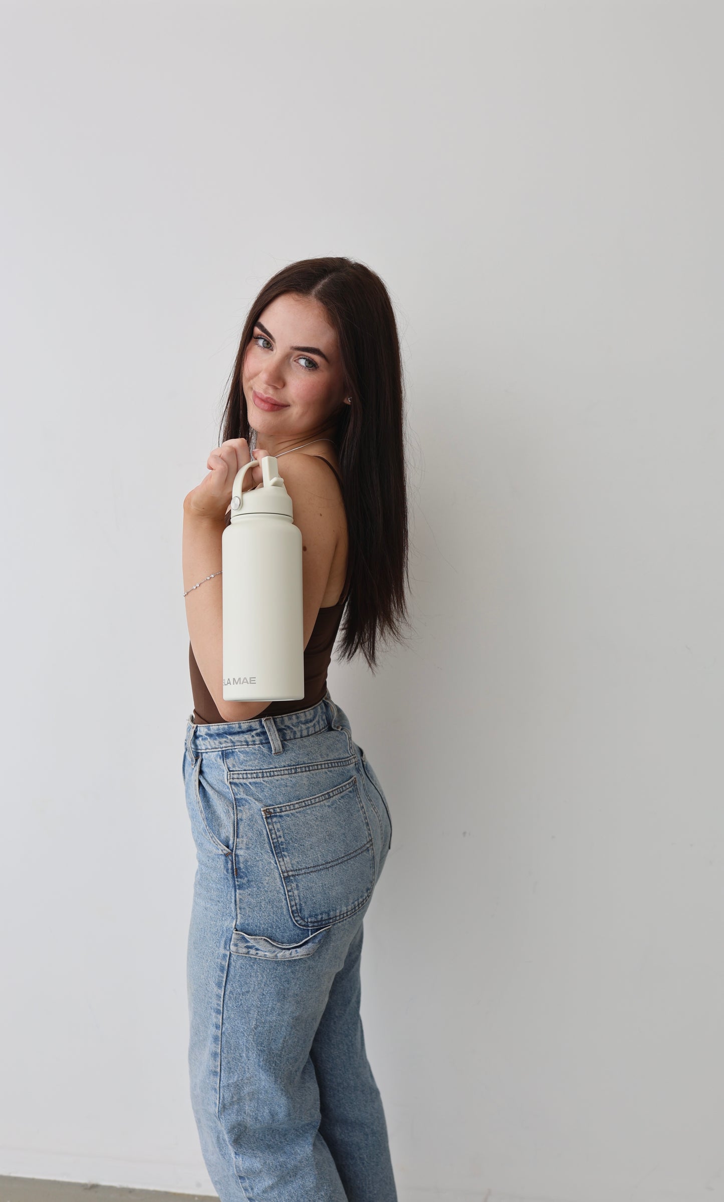 Isla Mae 1 Litre Stainless Steel Bottle - White